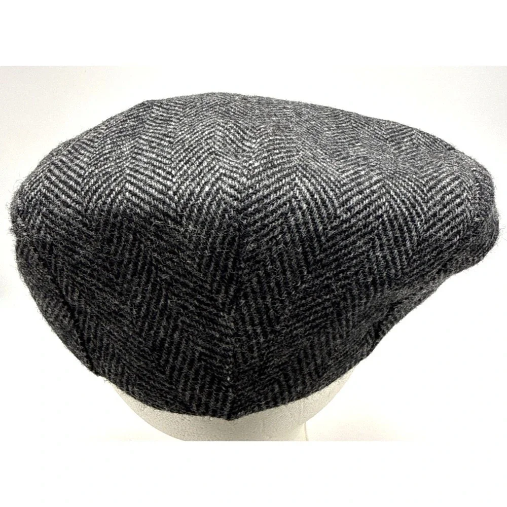Lake Of The Isles Beret Men's L Wool Cap Hat Gray Tweed Button